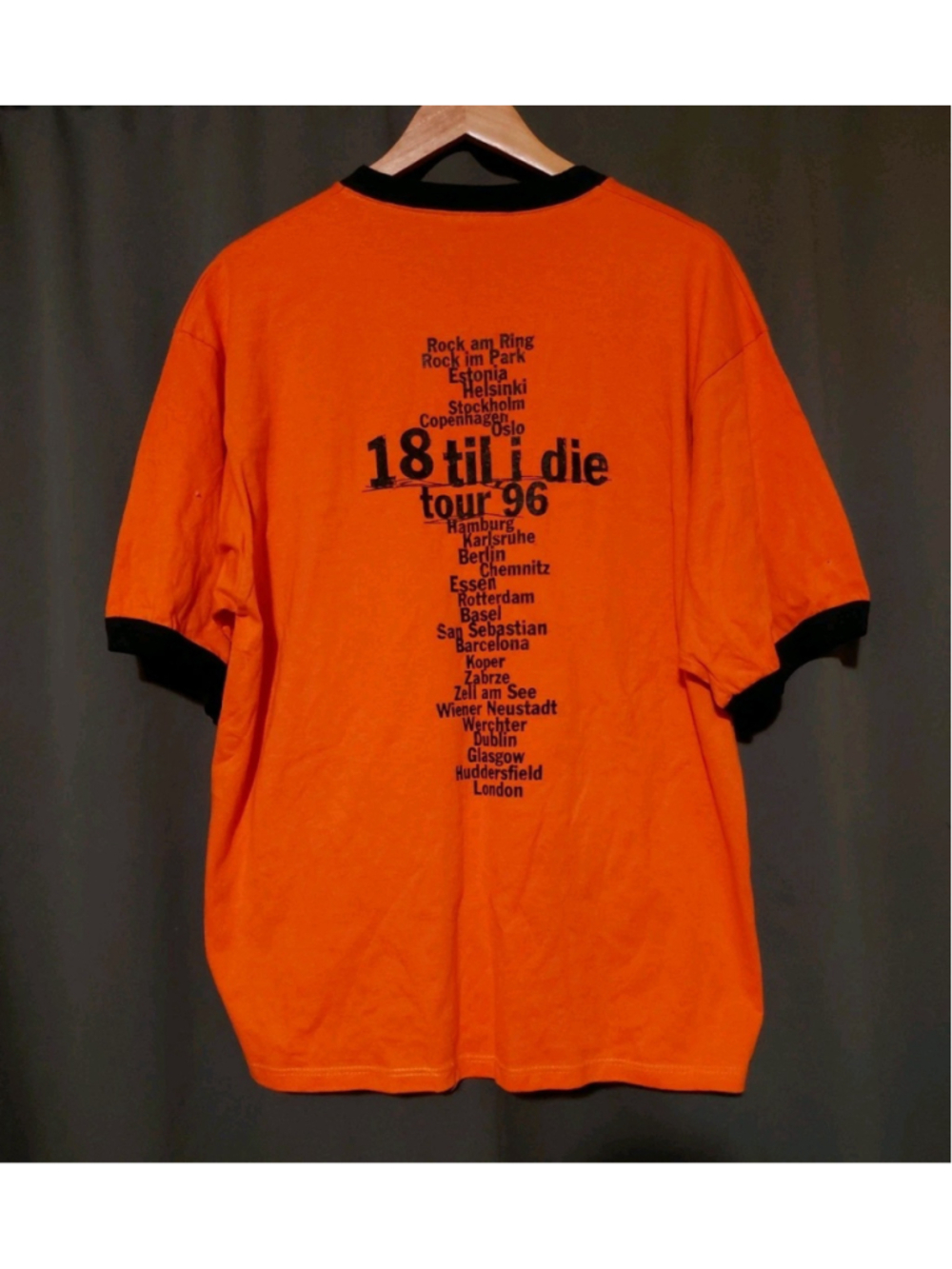 Vintage 90s Bryan Adams 18 Til I Die T Shirt 1996 Band Merch Ringer Tee Size XL - Picture 2 of 5